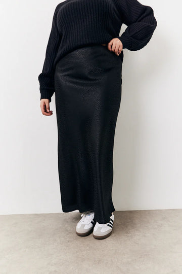 Black Jacquard Printed Slip Skirt